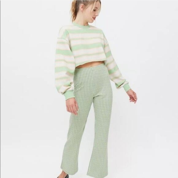 Medium BDG Urban Outfitters mint green, peach & white striped cropped sweatshirt - Picture 1 of 7